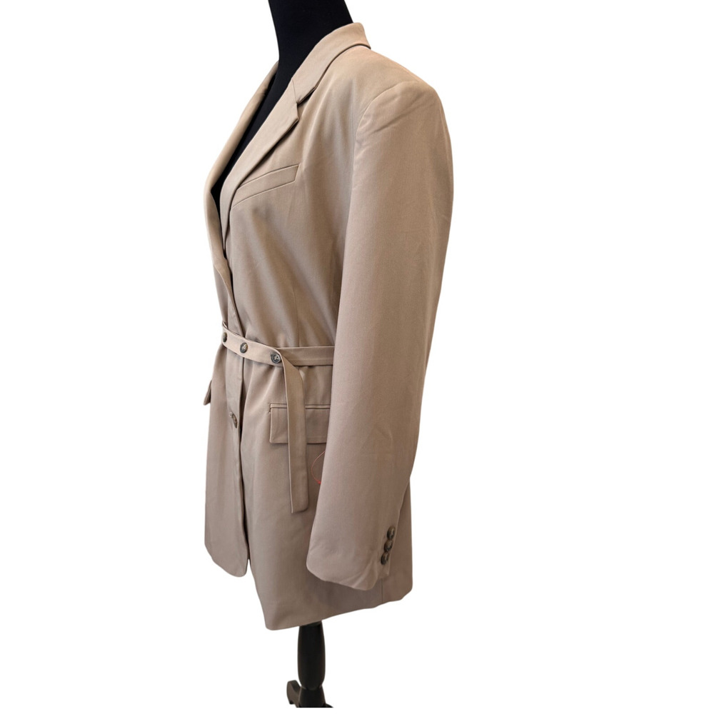 New TOPSHOP Nordstrom Women's Tan Three Button Belted Blazer Size 8 Perfect! - Picture 5 of 10